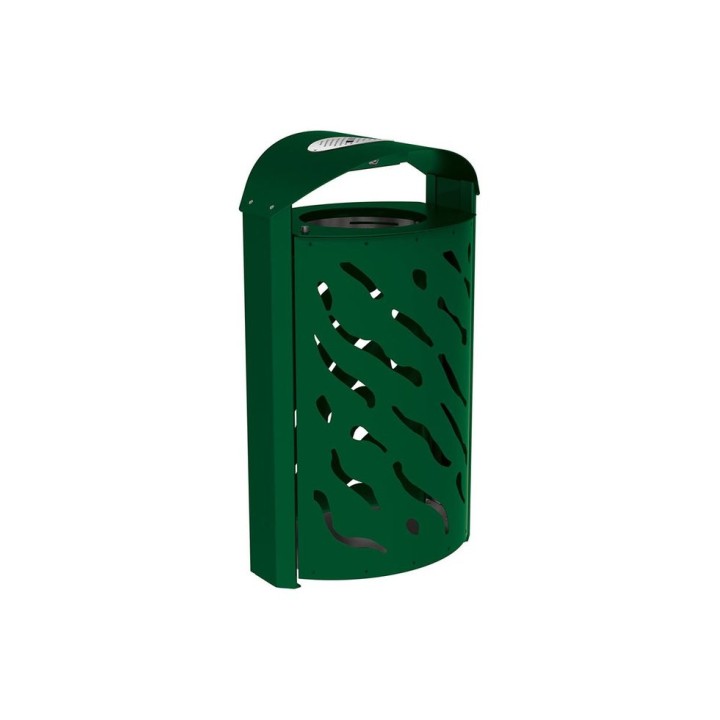 Corbeille Venise 120 litres Procity - Ø 450 x hauteur 1010 mm - couvercle réhaussé cendrier - Vert mousse