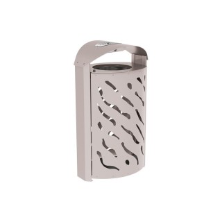 Corbeille Venise 120 litres Procity - Ø 450 x hauteur 1010 mm - couvercle réhaussé cendrier - Gris soie