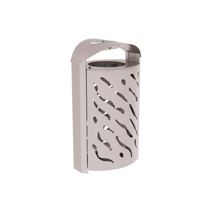 Corbeille Venise 120 litres Procity - Ø 450 x hauteur 1010 mm - couvercle réhaussé cendrier - Gris soie