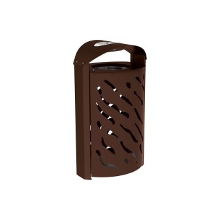 Corbeille Venise 120 litres Procity - Ø 450 x hauteur 1010 mm - couvercle réhaussé cendrier - Brun chocolat