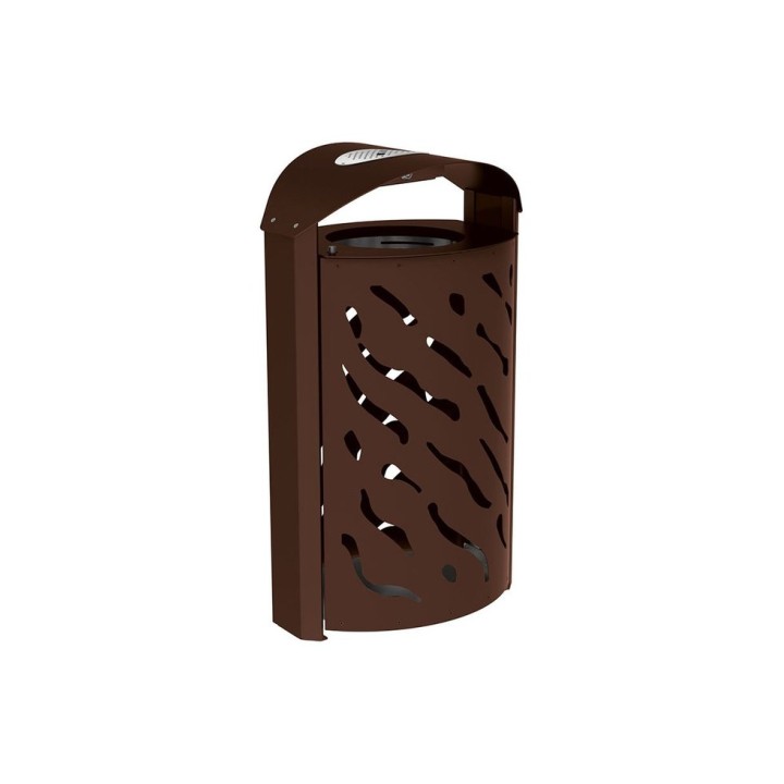 Corbeille Venise 120 litres Procity - Ø 450 x hauteur 1010 mm - couvercle réhaussé cendrier - Brun chocolat