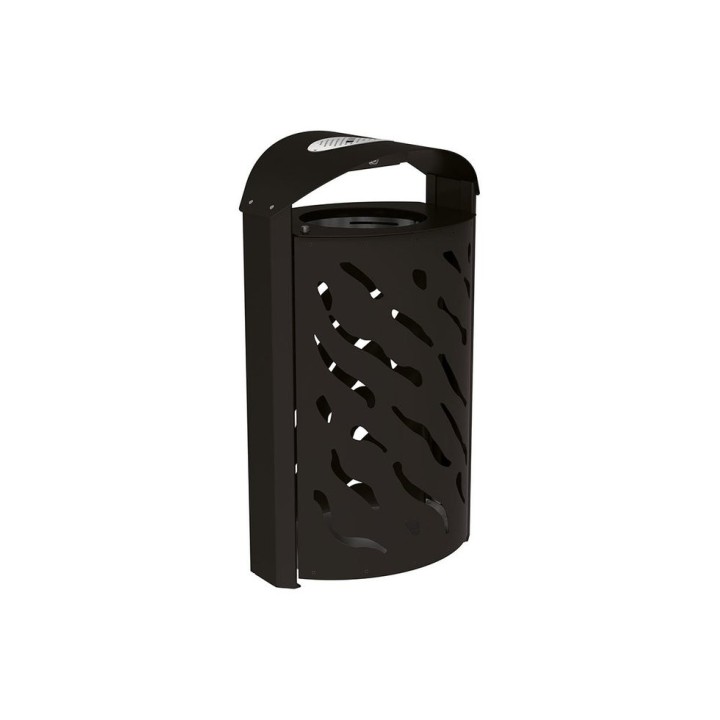 Corbeille Venise 120 litres Procity - Ø 450 x hauteur 1010 mm - couvercle réhaussé cendrier - Noir foncé
