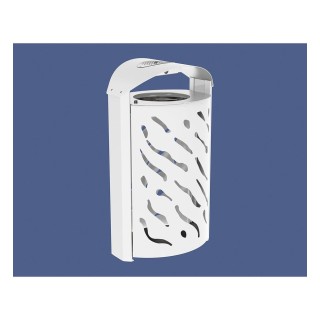 Corbeille Venise 120 litres Procity - Ø 450 x hauteur 1010 mm - couvercle réhaussé cendrier - Blanc pur