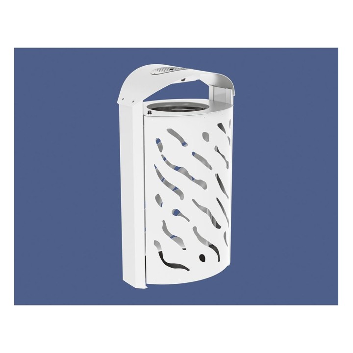 Corbeille Venise 120 litres Procity - Ø 450 x hauteur 1010 mm - couvercle réhaussé cendrier - Blanc pur