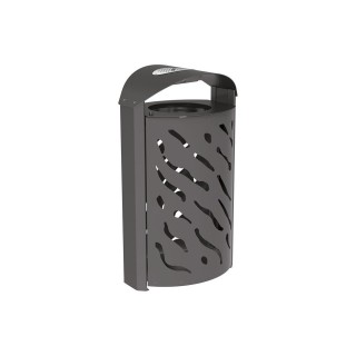 Corbeille Venise 120 litres Procity - Ø 450 x hauteur 1010 mm - couvercle réhaussé cendrier - Gris Procity
