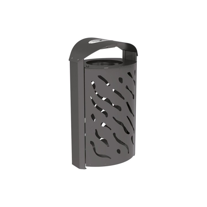 Corbeille Venise 120 litres Procity - Ø 450 x hauteur 1010 mm - couvercle réhaussé cendrier - Gris Procity