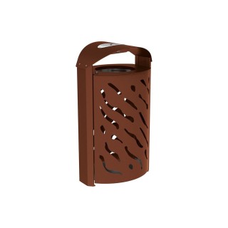 Corbeille Venise 120 litres Procity - Ø 450 x hauteur 1010 mm - couvercle réhaussé cendrier - Aspect Corten