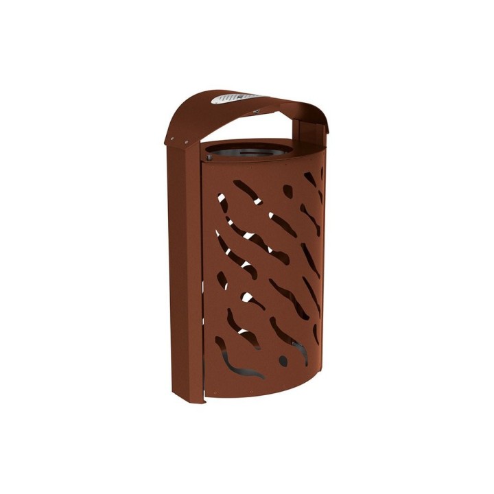 Corbeille Venise 120 litres Procity - Ø 450 x hauteur 1010 mm - couvercle réhaussé cendrier - Aspect Corten