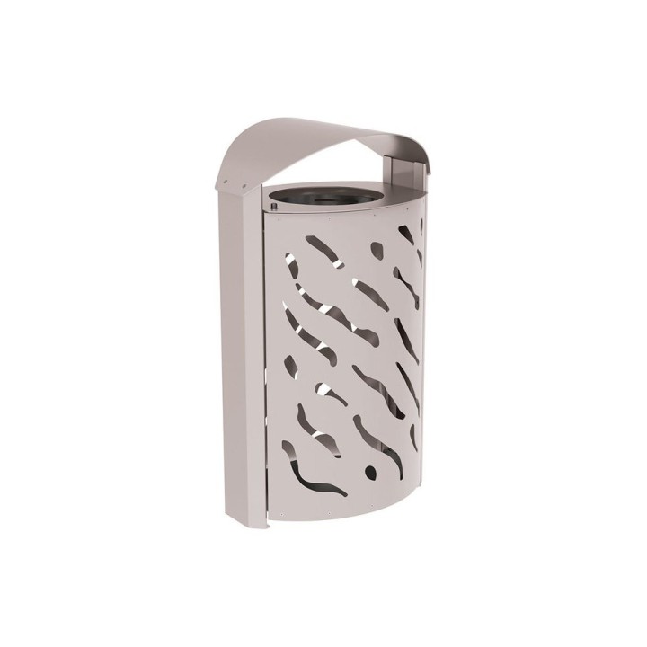 Corbeille couvercle réhaussé Venise 120 litres Procity - larg. 595 x prof. 435 x haut. 1025 mm - Gris soie