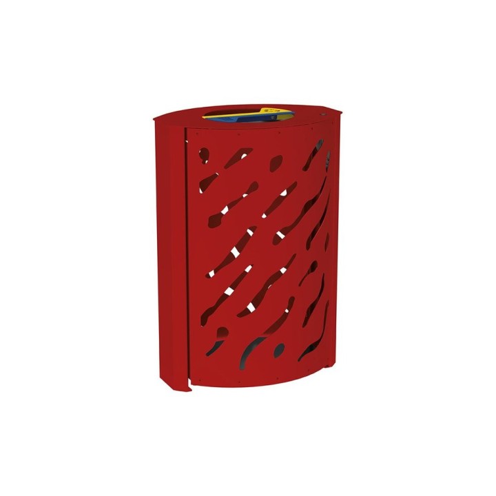 Corbeille Venise Tri sélectif 2 X 60 litres Procity - : larg. 590 x prof. 435 x haut. 845 mm - Rouge pourpre