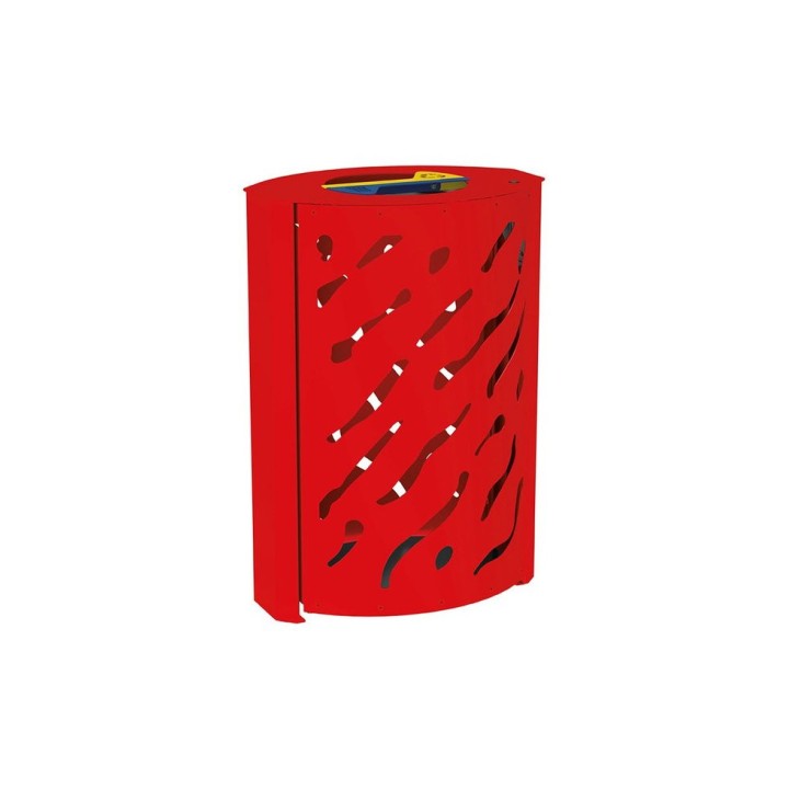 Corbeille Venise Tri sélectif 2 X 60 litres Procity - : larg. 590 x prof. 435 x haut. 845 mm - Rouge signalisation