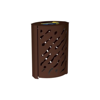 Corbeille Venise Tri sélectif 2 X 60 litres Procity - : larg. 590 x prof. 435 x haut. 845 mm - Brun chocolat