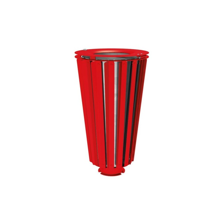 Corbeille Lofoten acier 80 litres Procity - Avec seau galva - Rouge signalisation