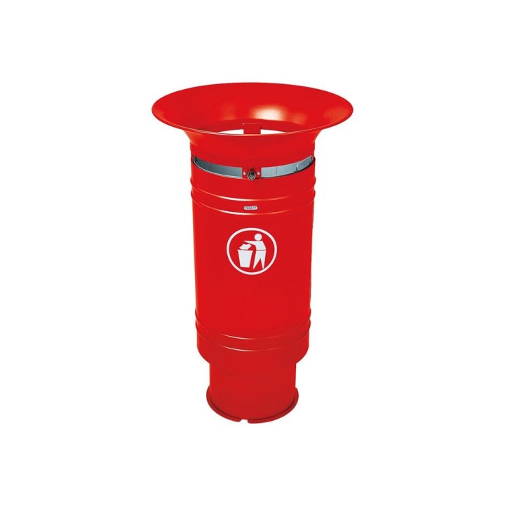 Corbeille Cévennes 60 litres Procity - Avec seau tôle électrozinguée - Rouge signalisation