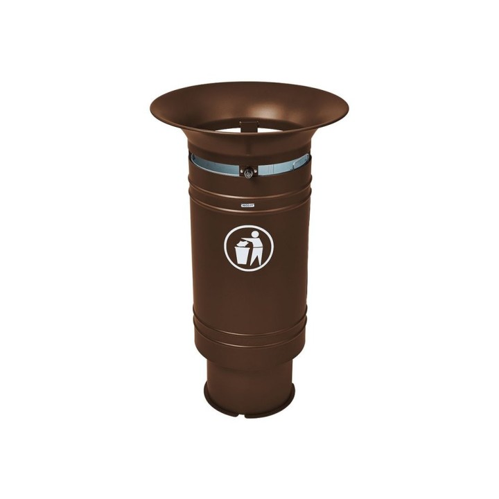 Corbeille Cévennes 60 litres Procity - Avec seau tôle électrozinguée - Brun chocolat