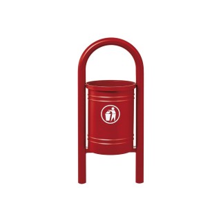Corbeille Vercors 40 litres Procity - Avec seau tôle électrozinguée - Rouge pourpre