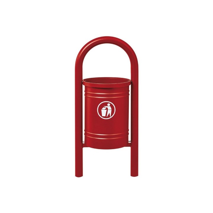Corbeille Vercors 40 litres Procity - Avec seau tôle électrozinguée - Rouge pourpre