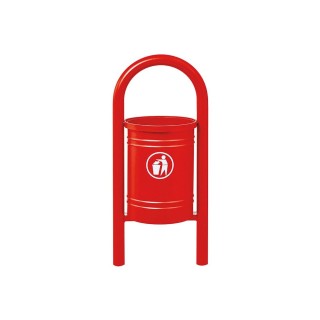 Corbeille Vercors 40 litres Procity - Avec seau tôle électrozinguée - Rouge signalisation