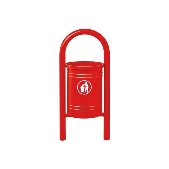 Corbeille Vercors 40 litres Procity - Avec seau tôle électrozinguée - Rouge signalisation
