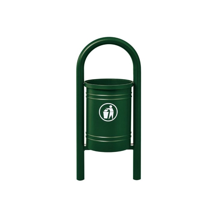 Corbeille Vercors 40 litres Procity - Avec seau tôle électrozinguée - Vert mousse