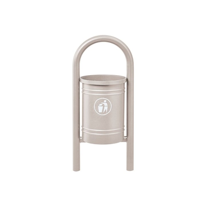 Corbeille Vercors 40 litres Procity - Avec seau tôle électrozinguée - Gris soie