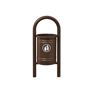 Corbeille Vercors 40 litres Procity - Avec seau tôle électrozinguée - Brun chocolat