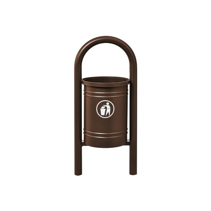 Corbeille Vercors 40 litres Procity - Avec seau tôle électrozinguée - Brun chocolat