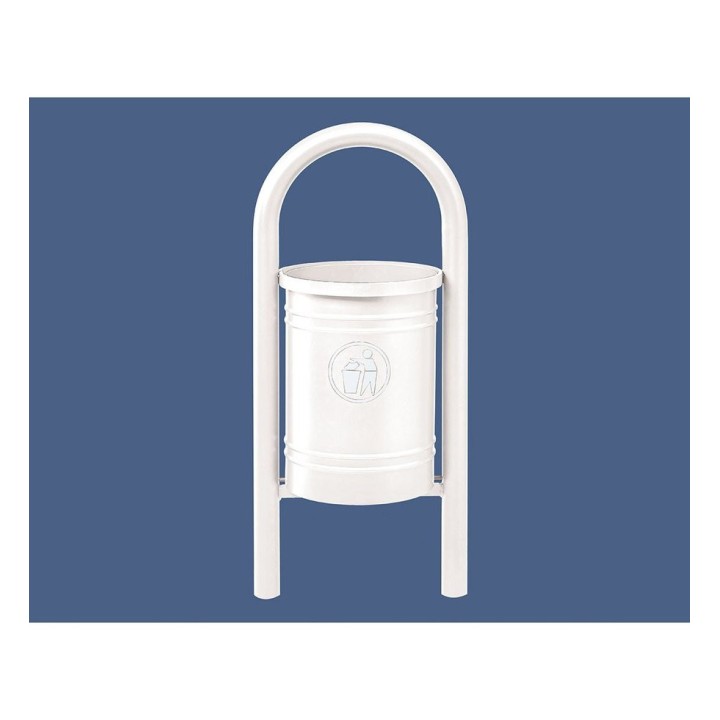Corbeille Vercors 40 litres Procity - Avec seau tôle électrozinguée - Blanc pur