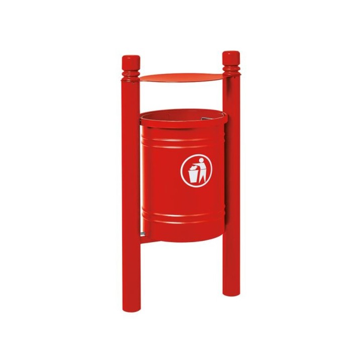Corbeille Saintonge City 40 litres Procity - Avec seau tôle électrozinguée - Rouge pourpre