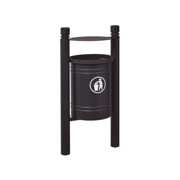 Corbeille Saintonge City 40 litres Procity - Avec seau tôle électrozinguée - Noir foncé