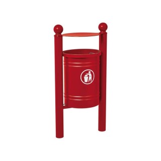 Corbeille Saintonge Boule 40 litres Procity - Avec seau tôle électrozinguée - Rouge signalisation
