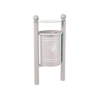 Corbeille Saintonge Boule 40 litres Procity - Avec seau tôle électrozinguée - Gris soie