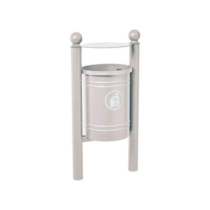 Corbeille Saintonge Boule 40 litres Procity - Avec seau tôle électrozinguée - Gris soie