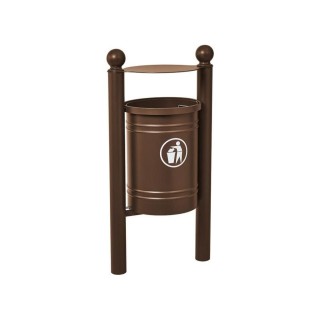 Corbeille Saintonge Boule 40 litres Procity - Avec seau tôle électrozinguée - Brun chocolat