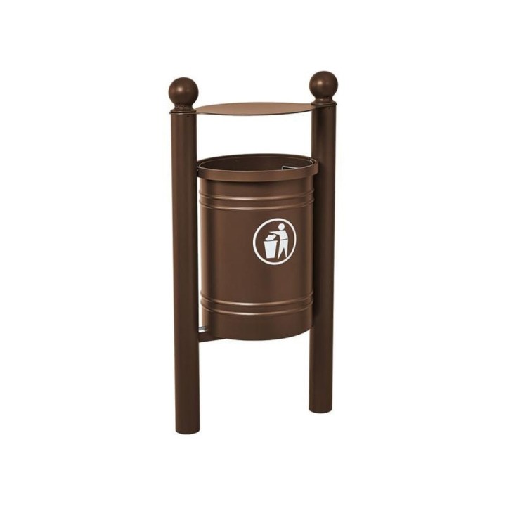 Corbeille Saintonge Boule 40 litres Procity - Avec seau tôle électrozinguée - Brun chocolat