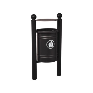 Corbeille Saintonge Boule 40 litres Procity - Avec seau tôle électrozinguée - Noir foncé