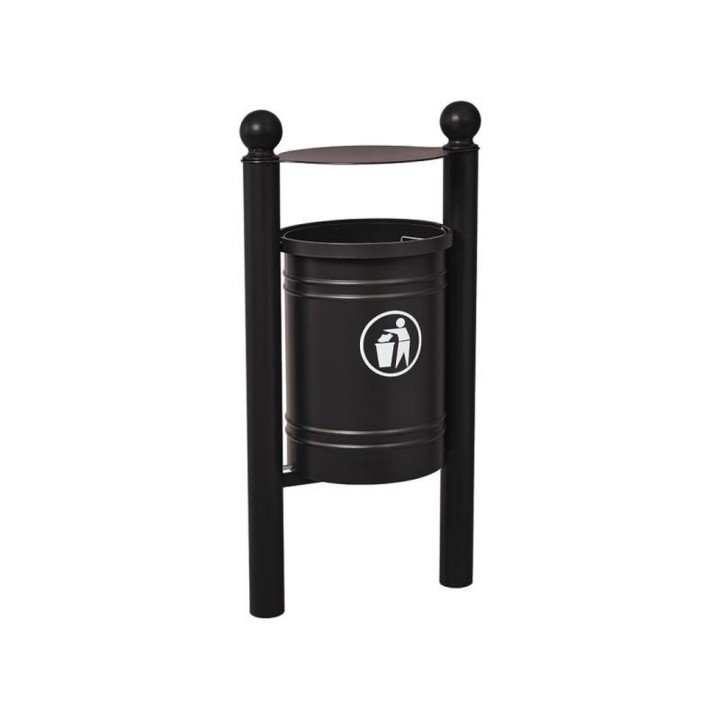 Corbeille Saintonge Boule 40 litres Procity - Avec seau tôle électrozinguée - Noir foncé