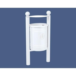 Corbeille Saintonge Boule 40 litres Procity - Avec seau tôle électrozinguée - Blanc pur