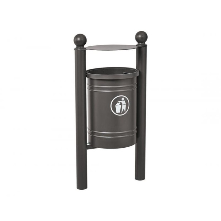 Corbeille Saintonge Boule 40 litres Procity - Avec seau tôle électrozinguée - Gris Procity
