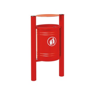 Corbeille Saintonge Inox brossé 40 litres Procity - Avec seau tôle électrozinguée - Rouge pourpre