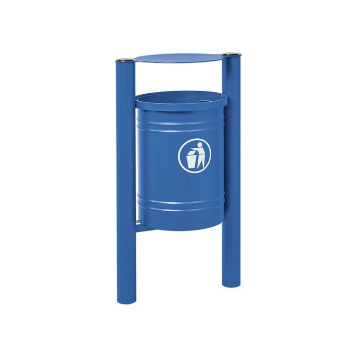 Corbeille Saintonge Inox brossé 40 litres Procity - Avec seau tôle électrozinguée - Bleu gentiane