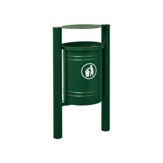 Corbeille Saintonge Inox brossé 40 litres Procity - Avec seau tôle électrozinguée - Vert mousse