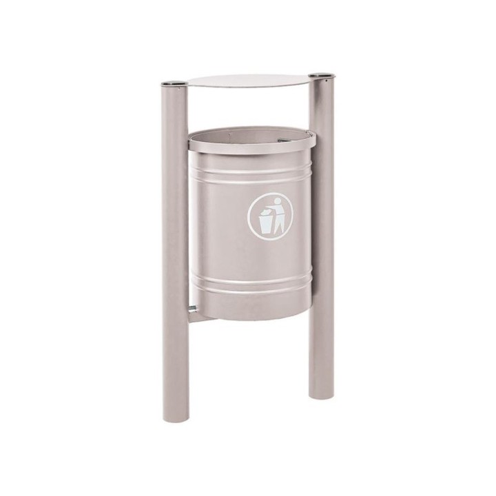 Corbeille Saintonge Inox brossé 40 litres Procity - Avec seau tôle électrozinguée - Gris soie