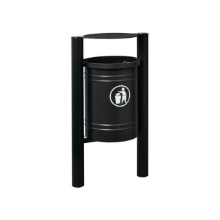 Corbeille Saintonge Inox brossé 40 litres Procity - Avec seau tôle électrozinguée - Noir foncé