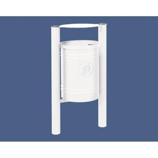 Corbeille Saintonge Inox brossé 40 litres Procity - Avec seau tôle électrozinguée - Blanc pur