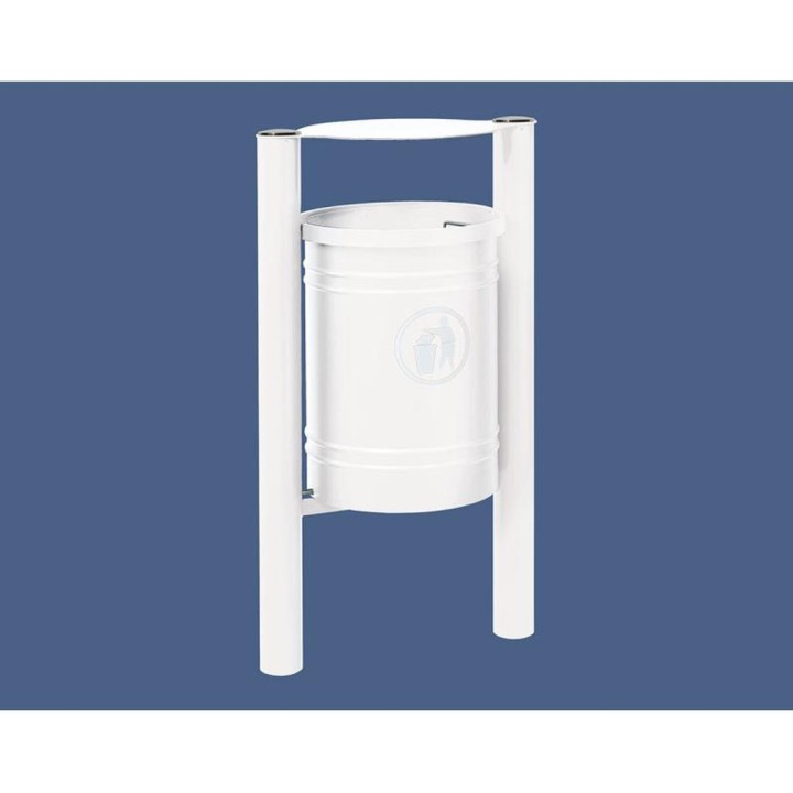Corbeille Saintonge Inox brossé 40 litres Procity - Avec seau tôle électrozinguée - Blanc pur