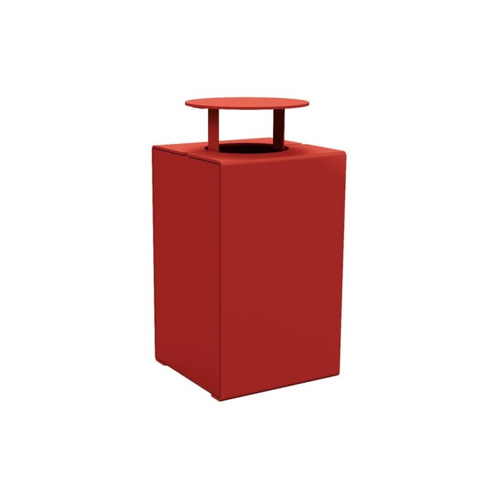 Corbeille KUB. acier 120 litres Procity - Avec couvercle - Haut. 950 mm - Rouge pourpre