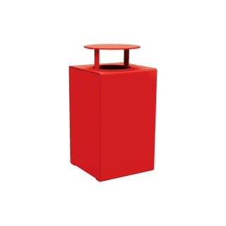Corbeille KUB. acier 120 litres Procity - Avec couvercle - Haut. 950 mm - Rouge signalisation