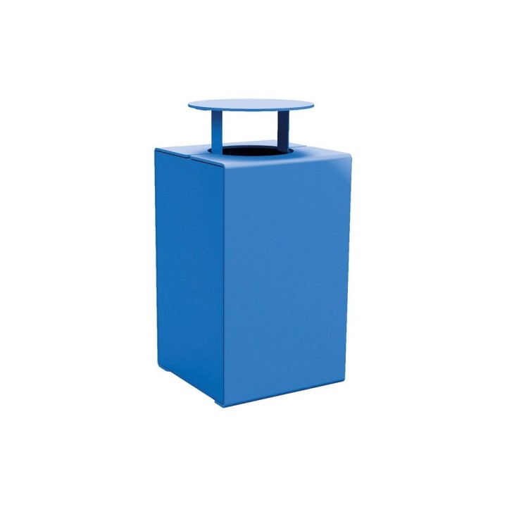 Corbeille KUB. acier 120 litres Procity - Avec couvercle - Haut. 950 mm - Bleu gentiane