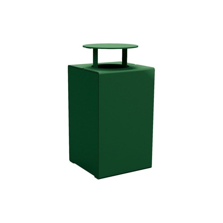 Corbeille KUB. acier 120 litres Procity - Avec couvercle - Haut. 950 mm - Vert mousse